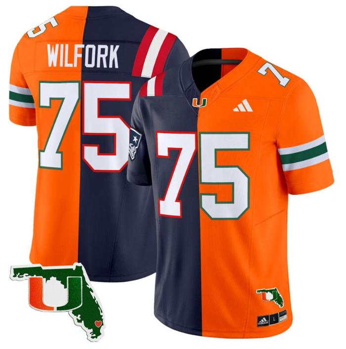 Men's Adidas Wilfork Jersey #75 Miami Hurricanes Split Vapor Limited Football Stitched