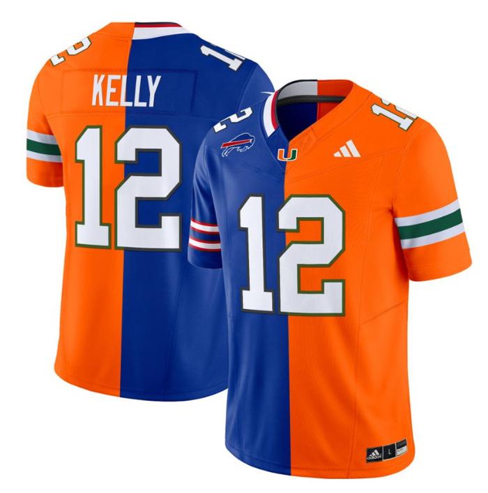 Men's Adidas Jim Kelly Jersey #12 Miami Hurricanes Split Vapor Limited V2 Football Stitched