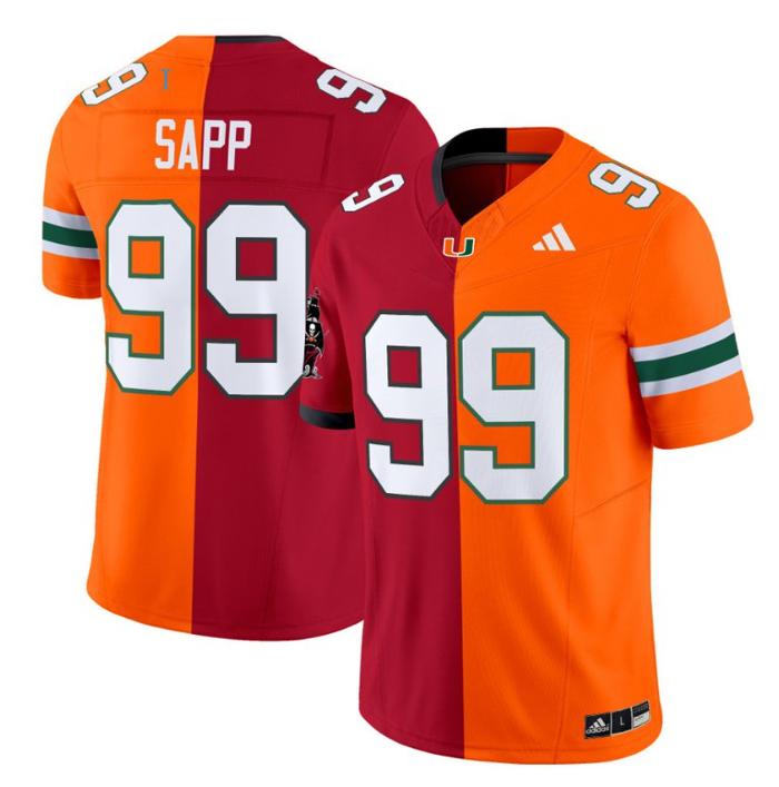 Men's Adidas Warren Sapp Jersey #99 Miami Hurricanes Split Vapor Limited V2 Football Stitched