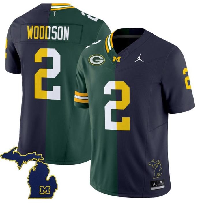 Men's Jordan Brand Charles Woodson Jersey #2 Michigan Wolverines Split Vapor Limited Football