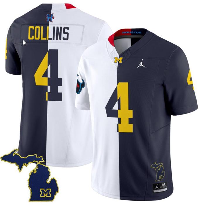 Men's Jordan Brand Nico Collins Jersey #4 Michigan Wolverines Split Vapor Limited Football