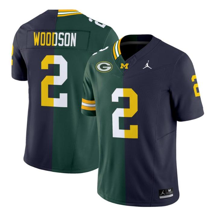 Men's Jordan Brand Charles Woodson Jersey #2 Michigan Wolverines Split Vapor V2 All Stitched