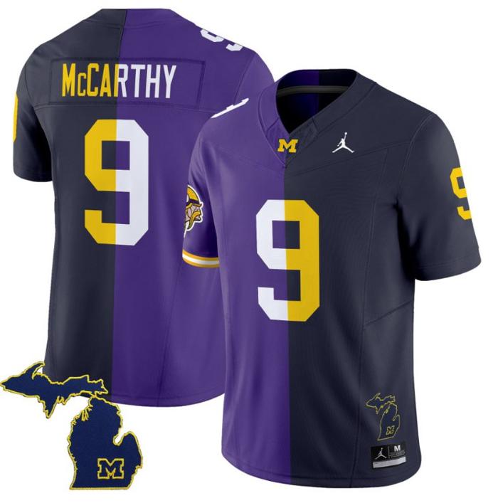 Men's Jordan Brand J.J. McCarthy Jersey #9 Michigan Wolverines Split Vapor Limited Football