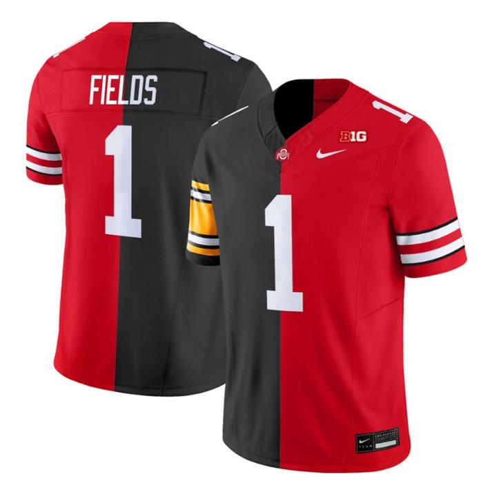 Men's Nike Justin Fields Jersey Steelers #1 Ohio State Buckeyes Split FUSE Vapor V2 NCAA Football