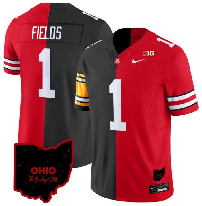 Men's Nike Justin Fields Jersey Steelers #1 Ohio State Buckeyes Split FUSE Vapor NCAA Football