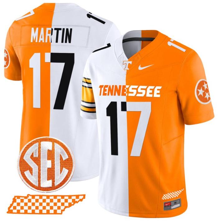 Men's Nike Tee Martin Jersey #17 Tennessee Volunteers Split FUSE Vapor Limited NCAA Football Stitched