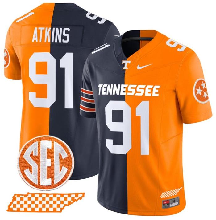 Men's Nike Doug Atkins Jersey #91 Tennessee Volunteers Split FUSE Vapor Limited NCAA Football Stitched