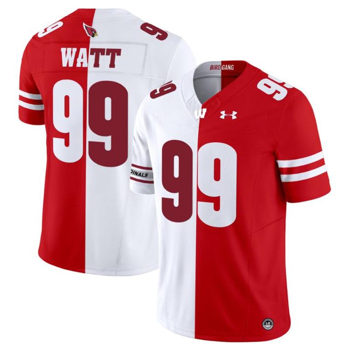 Men's Under Armour T.J. Watt Jersey Cardinals #99 Wisconsin Badgers Split Vapor Limited NCAA Football