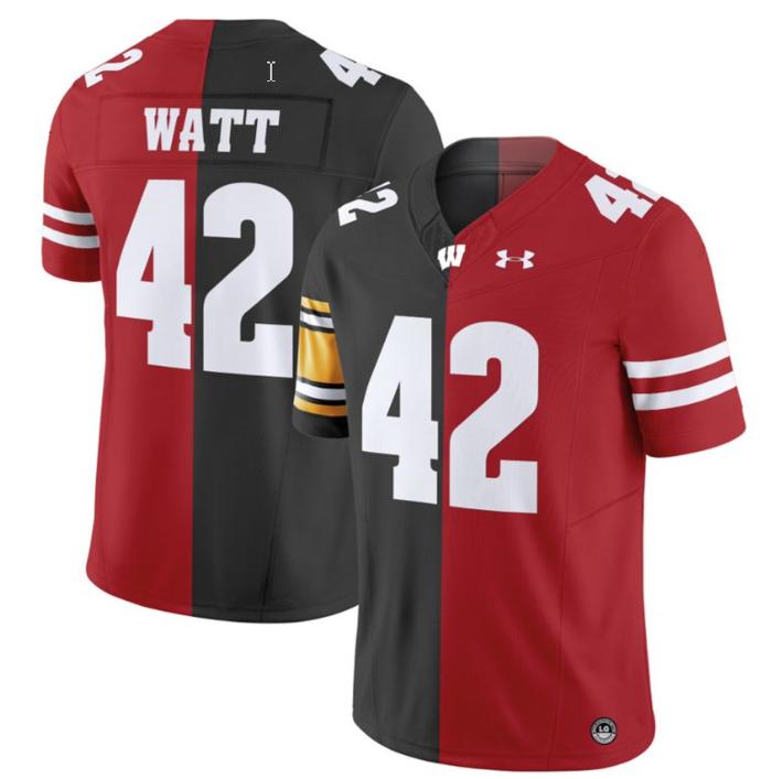 Men's Under Armour T.J. Watt Jersey #42 Wisconsin Badgers Split Vapor Limited NCAA Football Stitched