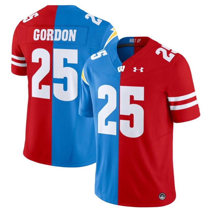 Men's Under Armour Melvin Gordon Jersey #25 Wisconsin Badgers Split Vapor NCAA Football Stitched