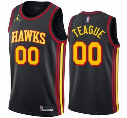 Men's Atlanta Hawks #00 Jeff Teague Black Statement Stitched Swingman Jersey