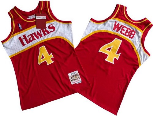 Men's Atlanta Hawks #4 Spud Webb Red 1986 Throwback Swingman Jersey