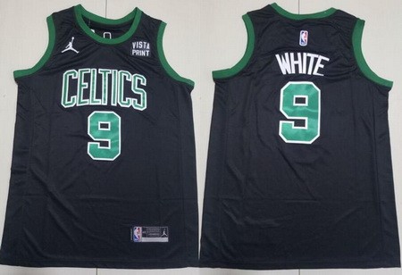 Men's Boston Celtics #9 Derrick White Black Statement Sponsor Swingman Jersey