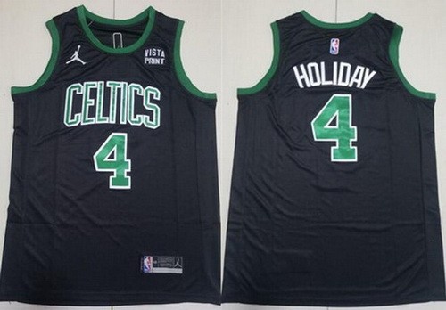 Men's Boston Celtics #4 Jrue Holiday Black 2023 Statement Icon Sponsor Swingman Jersey