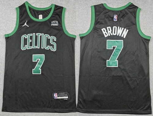 Men's Boston Celtics #7 Jaylen Brown Black 2023 Statement Icon Sponsor Swingman Jersey