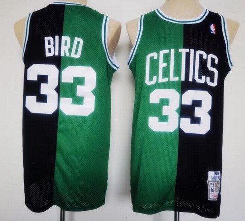 Men's Boston Celtics #33 Larry Bird Green Black Split Hollywood Classic Swingman Jersey