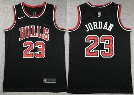 Men's Chicago Bulls #23 Michael Jordan Black Bulls Icon Swingman Jersey