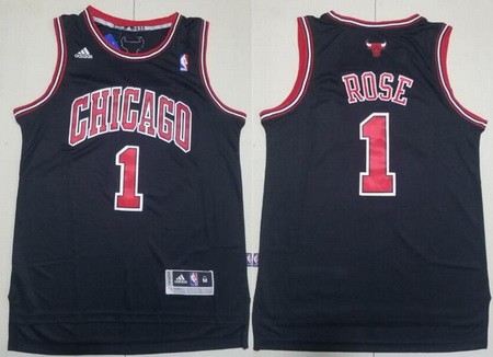 Men's Chicago Bulls #1 Derrick Rose Black Adidas Swingman Jersey