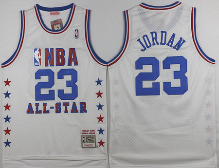 Men's Chicago Bulls #23 Michael Jordan White 1989 All Star Swingman Jersey