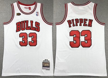 Men's Chicago Bulls #33 Scottie Pippen White 1997 Finals Throwback Swingman Jersey