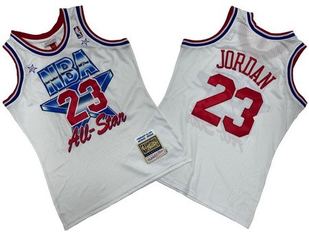 Men's Chicago Bulls #23 Michael Jordan White 1991 All Star Swingman Jersey