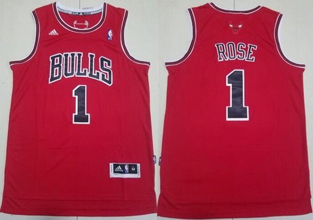 Men's Chicago Bulls #1 Derrick Rose Red Adidas Swingman Jersey