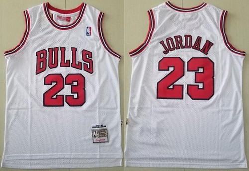 Men's Chicago Bulls #23 Michael Jordan White 1997 Throwback Swingman Jersey