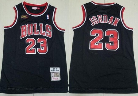 Men's Chicago Bulls #23 Michael Jordan Black 1997 Finals Throwback Swingman Jersey