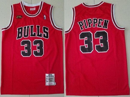 Men's Chicago Bulls #33 Scottie Pippen Red 1997 Finals Throwback Swingman Jersey