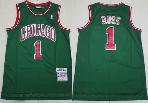 Men's Chicago Bulls #1 Derrick Rose Green 2008 Throwback Swingman Jersey