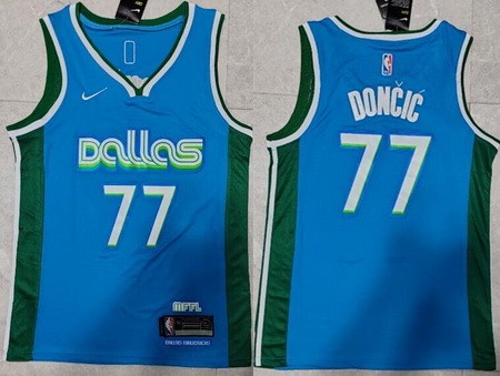 Men's Dallas Mavericks #77 Luka Doncic Blue 2022 City Icon Swingman Jersey