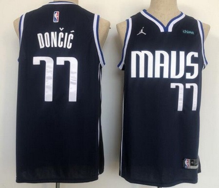 Men's Dallas Mavericks #77 Luka Doncic Navy 2022 Statement Icon Sponsor Swingman Jersey