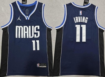 Men's Dallas Mavericks #11 Kyrie Irving Navy Statement Icon Swingman Jersey