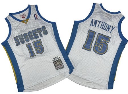 Men's Denver Nuggets #15 Carmelo Anthony White 2006 Throwback Swingman Jersey