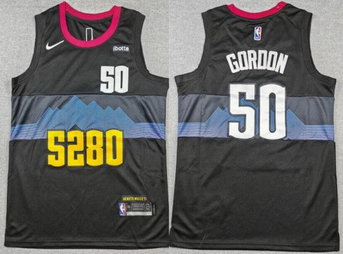 Men's Denver Nuggets #50 Aaron Gordon Black 2023 City Sponsor Swingman Jersey