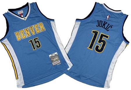 Men's Denver Nuggets #15 Nikola Jokic Light Blue 2016 Throwback Swingman Jersey