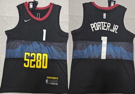 Men's Denver Nuggets #1 Michael Porter Jr Black 2023 City Icon Swingman Jersey