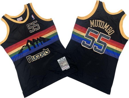 Men's Denver Nuggets #55 Dikembe Mutombo Black 1991 Throwback Swingman Jersey