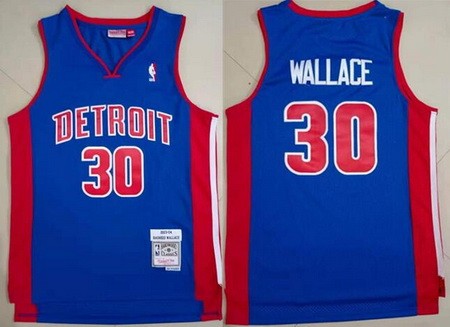 Men's Detroit Pistons #30 Rasheed Wallace Blue 2003 Throwback Swingman Jersey