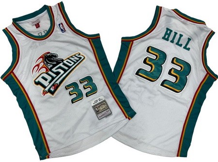 Men's Detroit Pistons #33 Grant Hill White 1998 Throwback Swingman Jersey