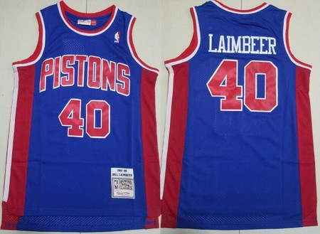 Men's Detroit Pistons #40 Bill Laimbeer Blue 1988 Throwback Swingman Jersey