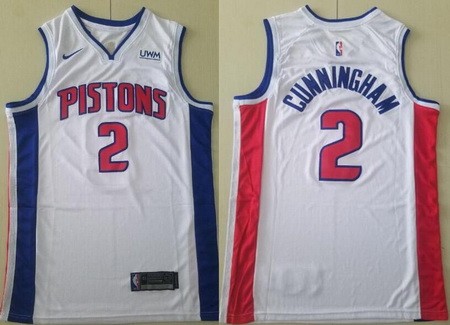 Men's Detroit Pistons #2 Cade Cunningham White Icon Sponsor Swingman Jersey