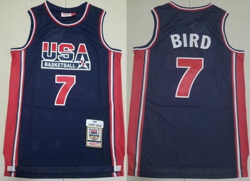 Men's Dream 1 USA #7 Larry Bird Navy 1992 Swingman Jersey