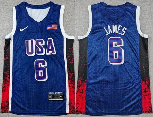 Men's Dream 16 USA #6 LeBron James Navy 2024 Swingman Jersey