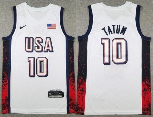 Men's Dream 16 USA #10 Jayson Tatum White 2024 Swingman Jersey