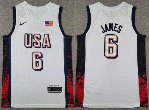 Men's Dream 16 USA #6 LeBron James White 2024 Swingman Jersey