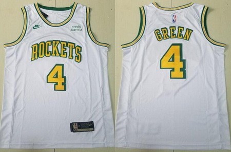 Men's Houston Rockets #4 Jalen Green White Classic Icon Sponsor Swingman Jersey