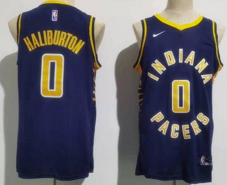 Men's Indiana Pacers #0 Tyrese Haliburton Navy Icon Swingman Jersey