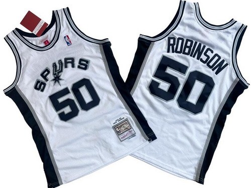 Men's San Antonio Spurs #50 David Robinson White 1998 Throwback Swingman Jersey