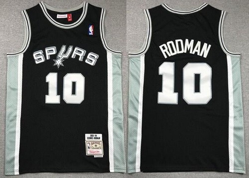 Men's San Antonio Spurs #10 Dennis Rodman Black 1993 Throwback Swingman Jersey